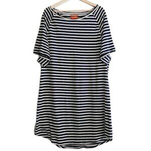 JOE FRESH | 100% Linen Stripped Tee Dress Mini Semisheer Sz L